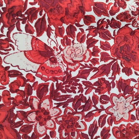 10577 FINAL PRICE Tory Burch red and burgundy floral L/S silk blouse 8 - Picture 5 of 12